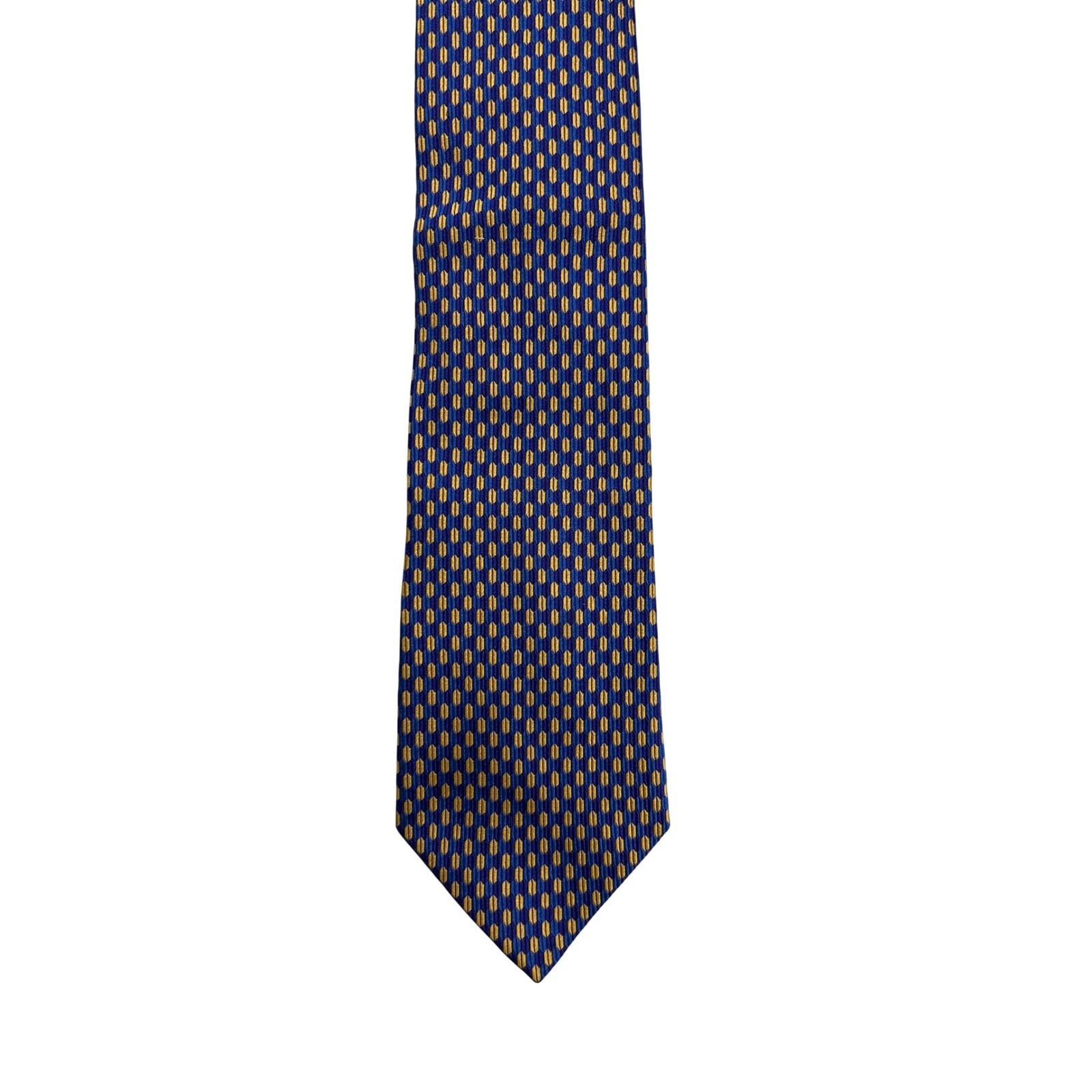 John W. Nordstrom Blue Gold Geometric Honeycomb Silk Tie Made In Italy